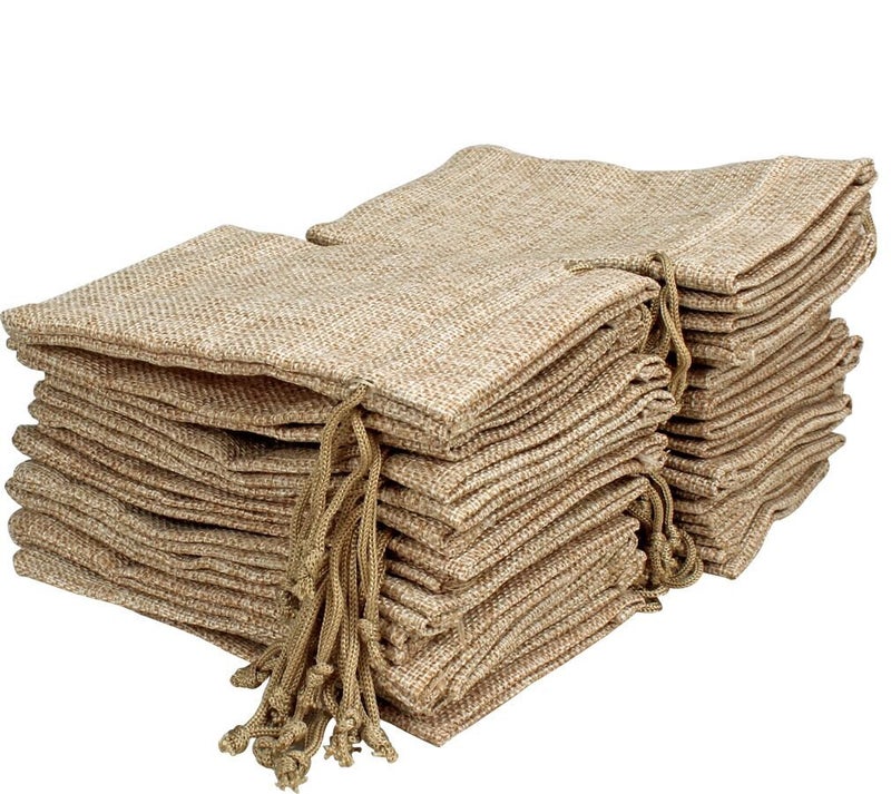 FASOTY Lot of 24 3.5x5 Inch Burlap Gift Bags with Drawstring Linen Jewelry Pouches Jute Burlap Sacks for Wedding Favors Party Gifts, DIY Craft, Coffee, Valentine, Holiday Gift Bags - Image 1